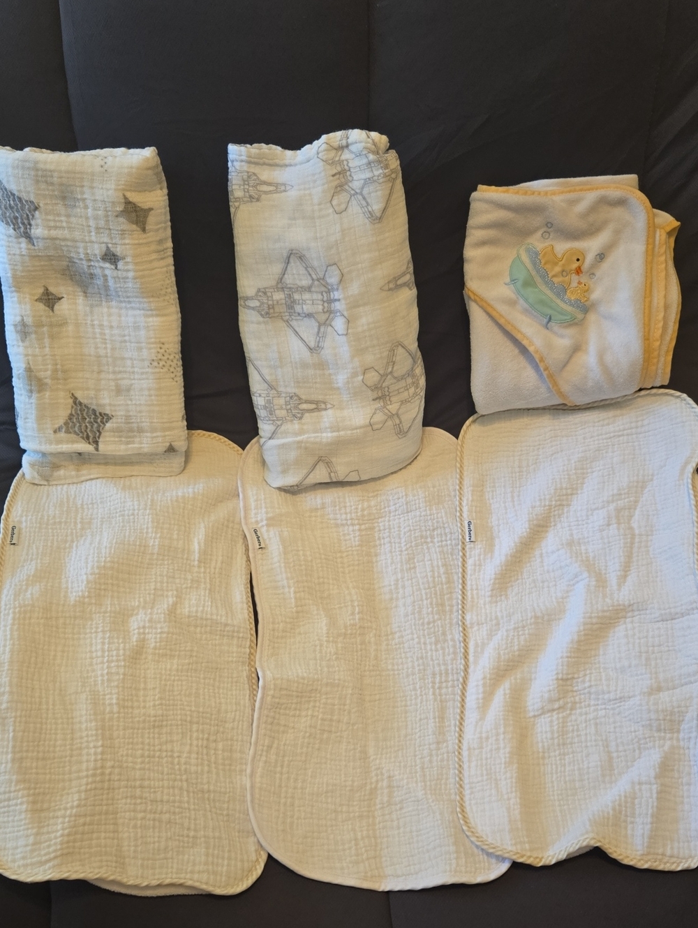 Baby Burp Cloth & Hooded Towel Bundle – 6 Pieces